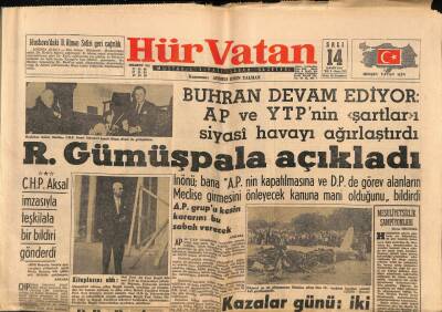 Hürvatan Gazetesi 14 Kasım 1961 - CHP Aksal İmzasıyla Teşkilata Bir Bildiri Gönderdi GZ88644 - 1