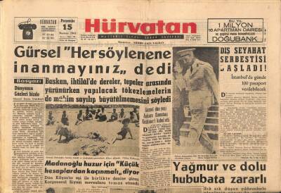 Hürvatan Gazetesi 15 Haziran 1961 - Gürsel Her Söylenene İnanmayınız Dedi GZ89897 - 1