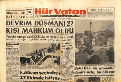 Hürvatan Gazetesi 16 Mart 1961 - Devrim Düşmanı 27 Kişi Mahkum Oldu GZ89949 - 1