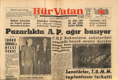 Hürvatan Gazetesi 18 Kasım 1961 - Senatörler , TBMM Toplantısını Terketti GZ88614 - 1
