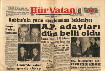 Hürvatan Gazetesi 19 Kasım 1961 - Bazı İllerimizde Yeni Fakülteler Açılacak GZ88615 - 1