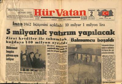 Hürvatan Gazetesi 2 Aralık 1961 - Anadolu Bankası Kuruluyor GZ88613 - 1