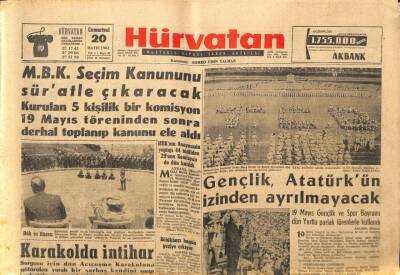 Hürvatan Gazetesi 20 Mayıs 1961 - MBK Seçim Kanununu Süratle Çıkaracak GZ89916 - 1