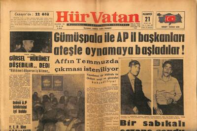 Hürvatan Gazetesi 21 Mayıs 1962 - Gümüşpala İle AP İl Başkanları Ateşle Oynamaya Başladı GZ89868 - 1