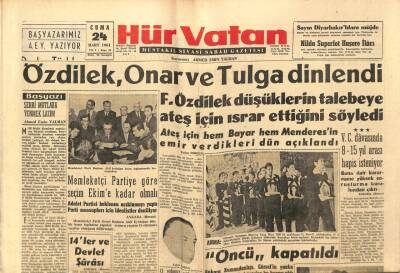 Hürvatan Gazetesi 24 Mart 1961 - F. Özdilek Düşüklerin Talebeye Ateş İçin Israr Ettiğini Söyledi GZ89943 - 1