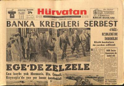 Hürvatan Gazetesi 24 Mayıs 1961 - Banka Kredileri Serbest, Egede Zelzele GZ89912 - 1