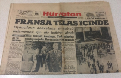 Hürvatan Gazetesi 25 Nisan 1961 - Fransa Telaş İçinde - GZ17064 - 2