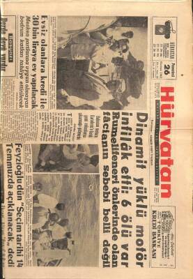 Hürvatan Gazetesi 26 Haziran 1961 - Dinamit Yüklü Motor İnfilak Etti 6 Ölü Var GZ89886 - 1