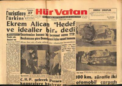 Hürvatan Gazetesi 27 Mart 1961 - Ekrem Alican Hedef Ve İdealler Bir Dedi GZ89940 - 1