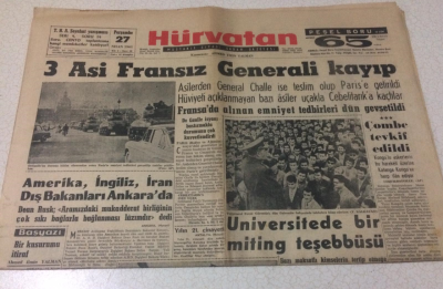 Hürvatan Gazetesi 27 Nisan 1961 - 3 Asi Fransız Generali Kayıp - GZ17053 - 2