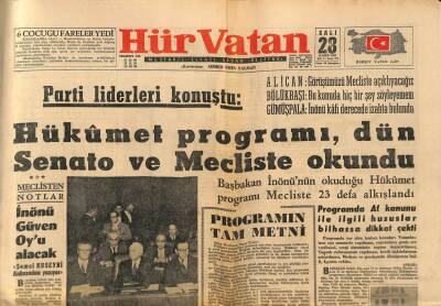 Hürvatan Gazetesi 28 Kasım 1961 - Medeni Berk İle Beş Arkadaşının Duruşmasına Devam Edildi GZ88624 - 1
