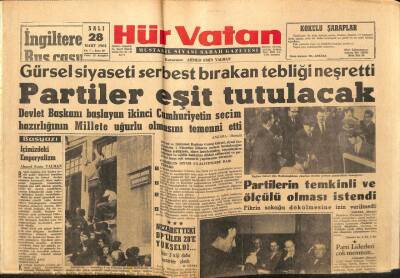 Hürvatan Gazetesi 28 Mart 1961 - Gürsel Partiler Eşit Tutulacak GZ89939 - 1