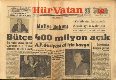 Hürvatan Gazetesi 29 Kasım 1961 - APde Siyasi Af İçin Kavga GZ88610 - 1