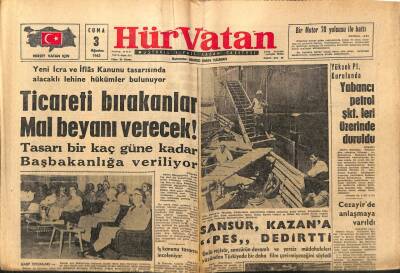 Hürvatan Gazetesi 3 Ağustos 1962 - Ticareti Bırakanlar Mal Beyanı Verecek GZ89879 - 1
