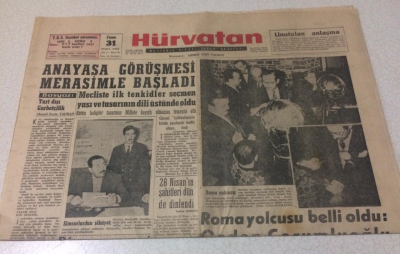 Hürvatan Gazetesi 31 Mart 1961 - Anayasa Görüşmesi Merasimle Başladı - GZ17044 - 2