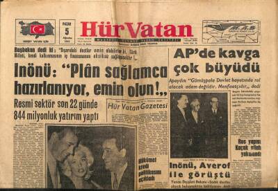 Hürvatan Gazetesi 5 Ağustos 1962 - APde Kavga Çok Büyüdü GZ89877 - 1