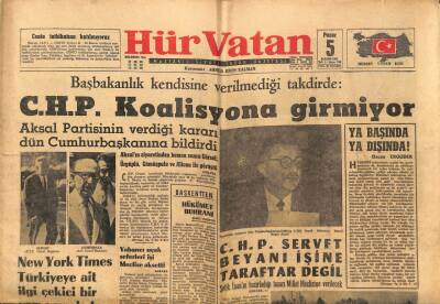 Hürvatan Gazetesi 5 Kasım 1961 - New York Times Türkiyeye Ait İlgi Çekici Bir Yazı Yayınladı GZ88636 - 1