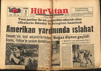 Hürvatan Gazetesi 5 Kasım 1962 - Yeni Şartlar İle En Çok Yardım Alacak Ülkelerin Listesini Washington Hazırladı GZ89871 - 1
