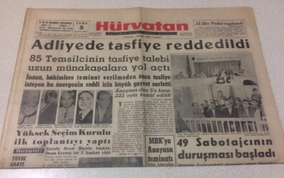 Hürvatan Gazetesi 5 Mayıs 1961 - Adliyede Tasfiye Reddedildi - GZ17058 - 2