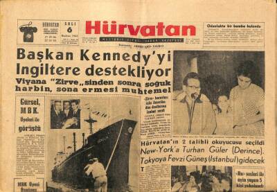Hürvatan Gazetesi 6 Haziran 1961 - Başkan Kennedyyi İngiltere Destekliyor GZ89906 - 1