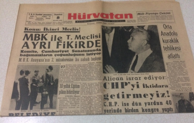 Hürvatan Gazetesi 8 Mayıs 1961 - MBK İle T. Meclisi Ayrı Fikirde - GZ17063 - 2