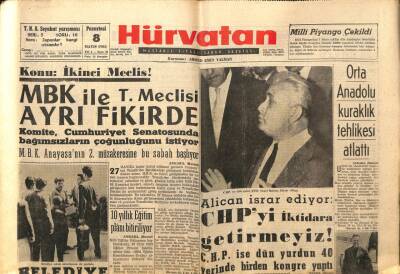 Hürvatan Gazetesi 8 Mayıs 1961 - MBK İle T. Meclisi Ayrı Fikirde GZ89928 - 1