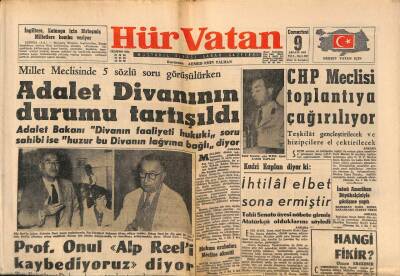 Hürvatan Gazetesi 9 Aralık 1961 - Adalet Divanının Durumu Tartışıldı GZ88629 - 1