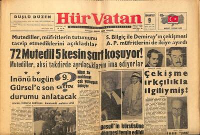 Hürvatan Gazetesi 9 Haziran 1962 - 72 Mutedil 5 Kesin Şart Koşuyor GZ89866 - 1