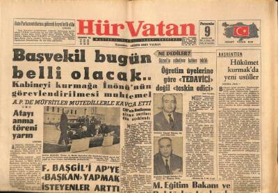 Hürvatan Gazetesi 9 Kasım 1961 - Başvekil Bugün Belli Olacak GZ88639 - 1