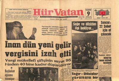 Hürvatan Gazetesi 9 Nisan 1962 - İnönü Dün Yeni Gelir Vergisini İzah Etti GZ91090 - 1