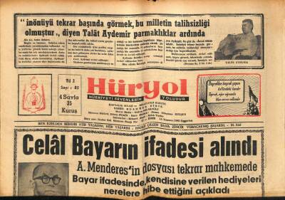 Hüryol Gazetesi 14 Temmuz 1962 - Celal Bayarın İfadesi Alındı GZ83013 - 1