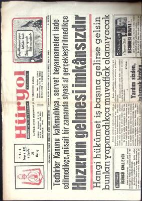 Hüryol Gazetesi 16 Aralık 1963 - Halil Dikici, Muammer Dirik, Oğuz Öcal, Kemal Fedai Coşkuner GZ122372 - 1