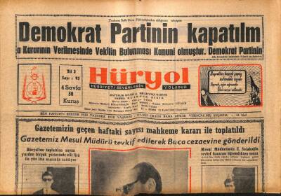 Hüryol Gazetesi 22 Eylül 1962 - A. Menderesin Malları Serbest Bırakıldı GZ83019 - 1