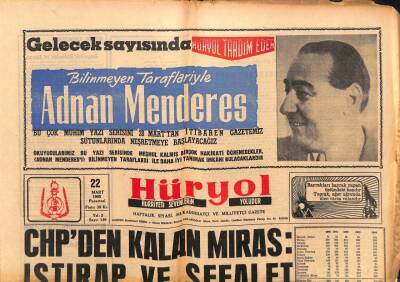 Hüryol Gazetesi 22 Mart 1965 - CHPden Kalan Miras Istırap Ve Sefalet GZ109726 - 1