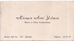 Hüseyin Avni Yılmaz Meyve ve Sebze Komisyoncusu. İstanbul İşyeri (Kartvizit) - Gökçekoleksiyon