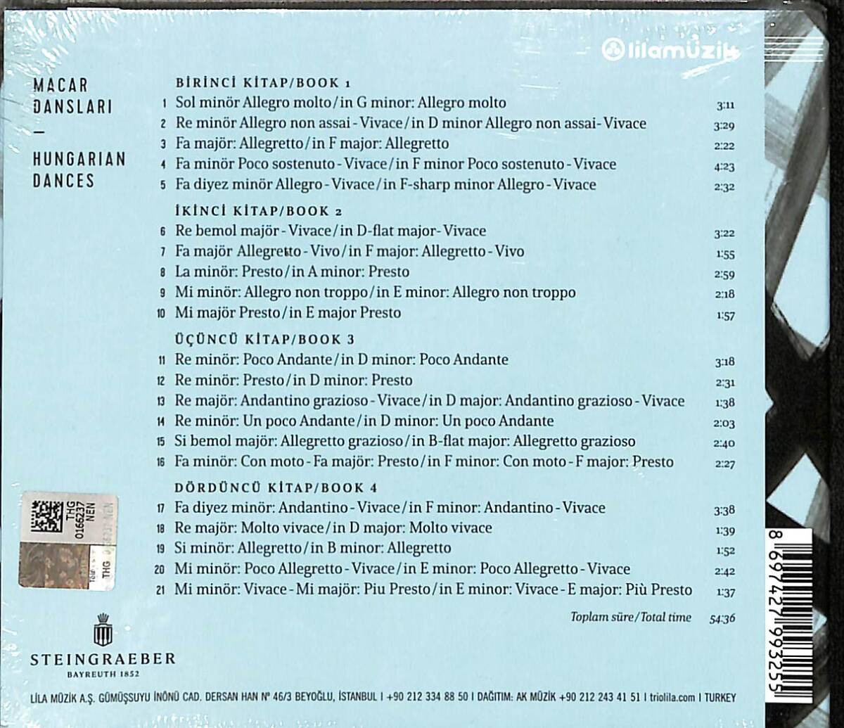Hyun Sook Tekin, Satoko Mimura - Dört El (Brahms: Four Hands) CD (Sıfır) CD4016 - 2