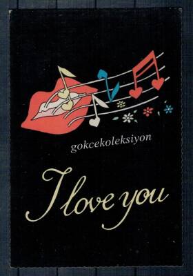 I Love You Yazılı Tematik Kartpostal - 1