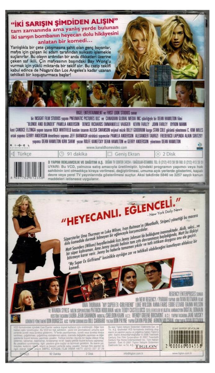 İki Sarışın Şimdiden Alışın (Pamela Anderson) Eski Süper Sevgilim - 2 Adet VCD Film VCD1326 - 2