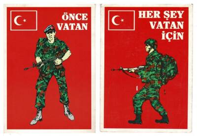 İkili Askerlik Temalı Kartpostal KRT7969 - 1
