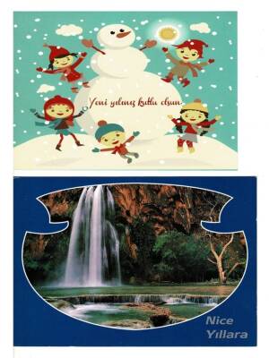 İkili Yeniyıl Kartpostal KRT7955 - 1