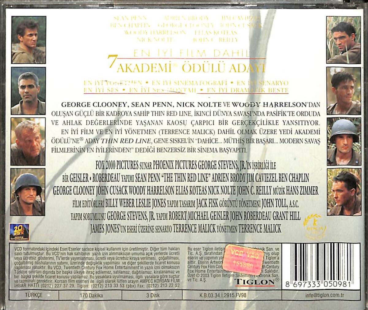 İnce Kırmızı Hat – The Thin Red Line (1998) Orijinal VCD Film VCD28666 - 2