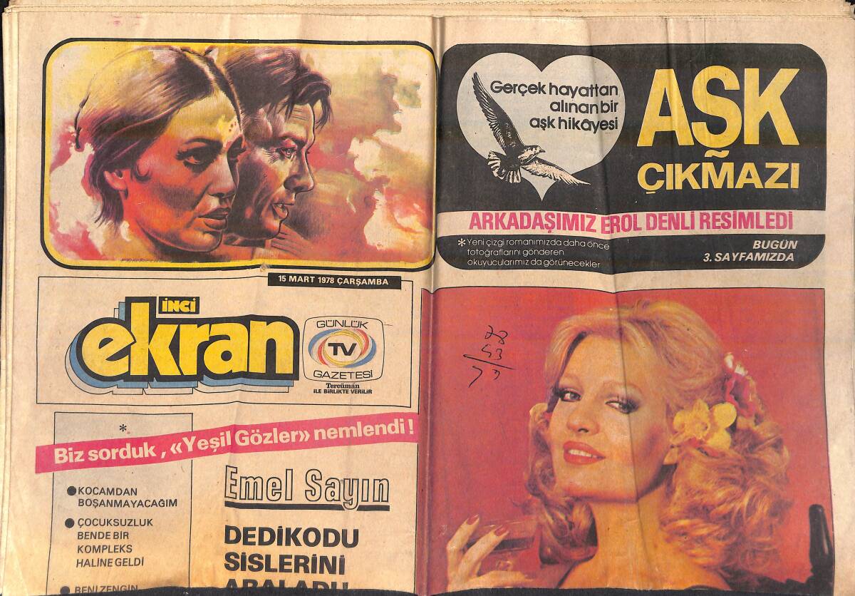İnci Ekran Eki 15 Mart 1978 - Emel Sayın Dedikodu Sislerini Araladı - Mustafa Yolaşan, Bir Yıl İçinde TRT'ye Dönecek GZ156678 - 1