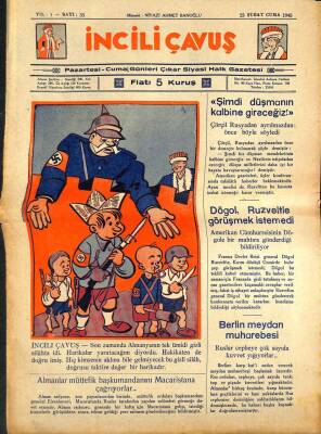 İNCİLİ ÇAVUŞ DERGİSİ 23 Şubat 1945 SAYI33 (İlk Baskı Orijinal - Ciltten Çıkma Değildir) NDR66851 - 1