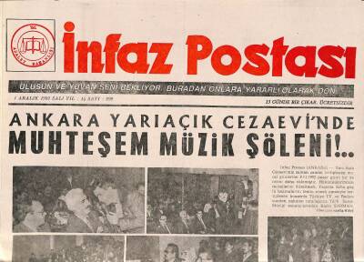 İnfaz Postası 1 Aralık 1992 - Eğitim Öğretim Faaliyetlerinde Örnek Cezaevi Ankara Yarı Açık GZ95322 - 1