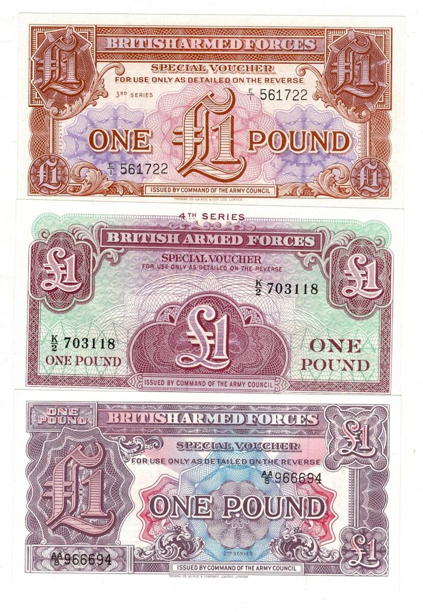 İngiliz Ordu Parası 1 Pound (1946-72) 2-3-4.Seri Set ÇİL YKP8320 - 1