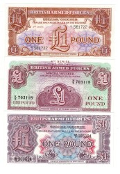 İngiliz Ordu Parası 1 Pound (1946-72) 2-3-4.Seri Set ÇİL YKP8320 - 3