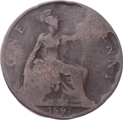 İngiltere 1 Penny 1897 *Kraliçe Victoria* Haliyle YMP11236 - Gökçekoleksiyon