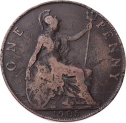 İngiltere 1 Penny 1905 *Kral Edward VII* Temiz YMP11242 - Gökçekoleksiyon