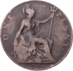 İngiltere 1 Penny 1906 *Kral Edward VII* Temiz YMP11243 - Gökçekoleksiyon