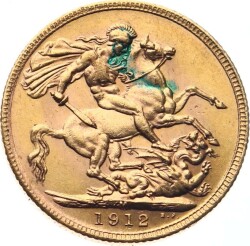İngiltere 1 Sovereign 1912 Altın ÇÇT *George V* #845 - 2